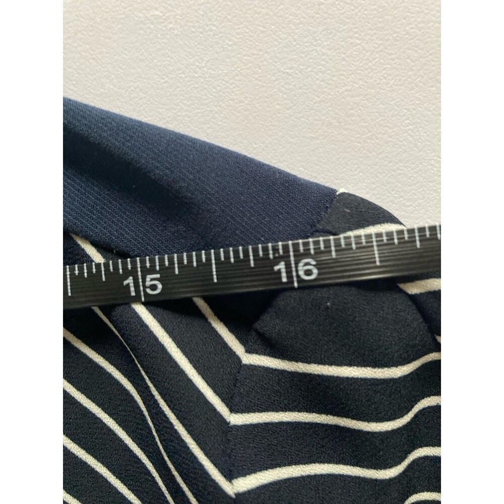 Chaus NY Top Medium Black White Striped Asymmetrical Front Zip Good Condition - Picture 10 of 16